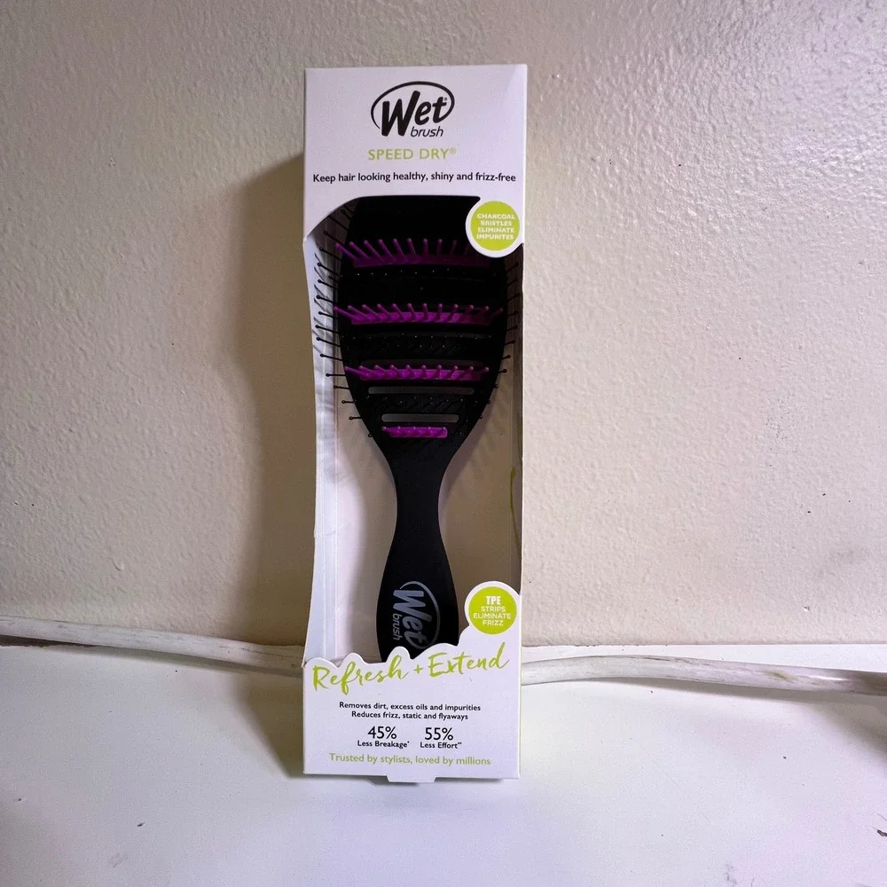 Wet Brush OS Refresh + Extend Speed Dry Hair Brush Black Charcoal Anti-Frizz‎